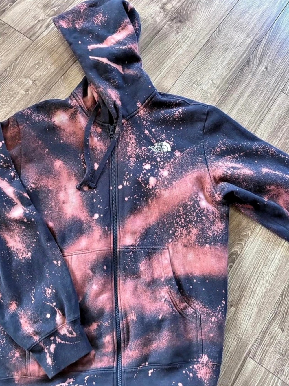 The North Face Abstract Tie Dye Hoodie in Black & Pink